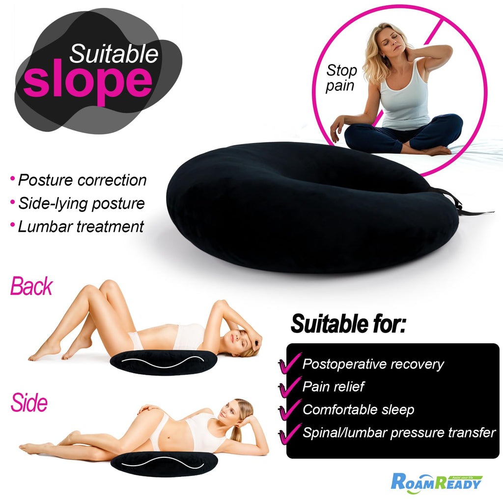 RoamReady BBL Pillow After Surgery for Butt Sleeping Sitting, Driving Donut Hemorrhoid Pillow, Seat Support Hip Cushion, Cotton BBL Post Surgery Recovery Must Haves (Upgraded)