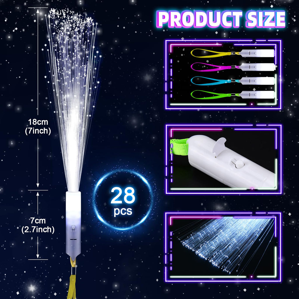 SHQDD 28 PCS Fiber Optic Lights, Glow Fiber Wands, Wedding Party Supplies