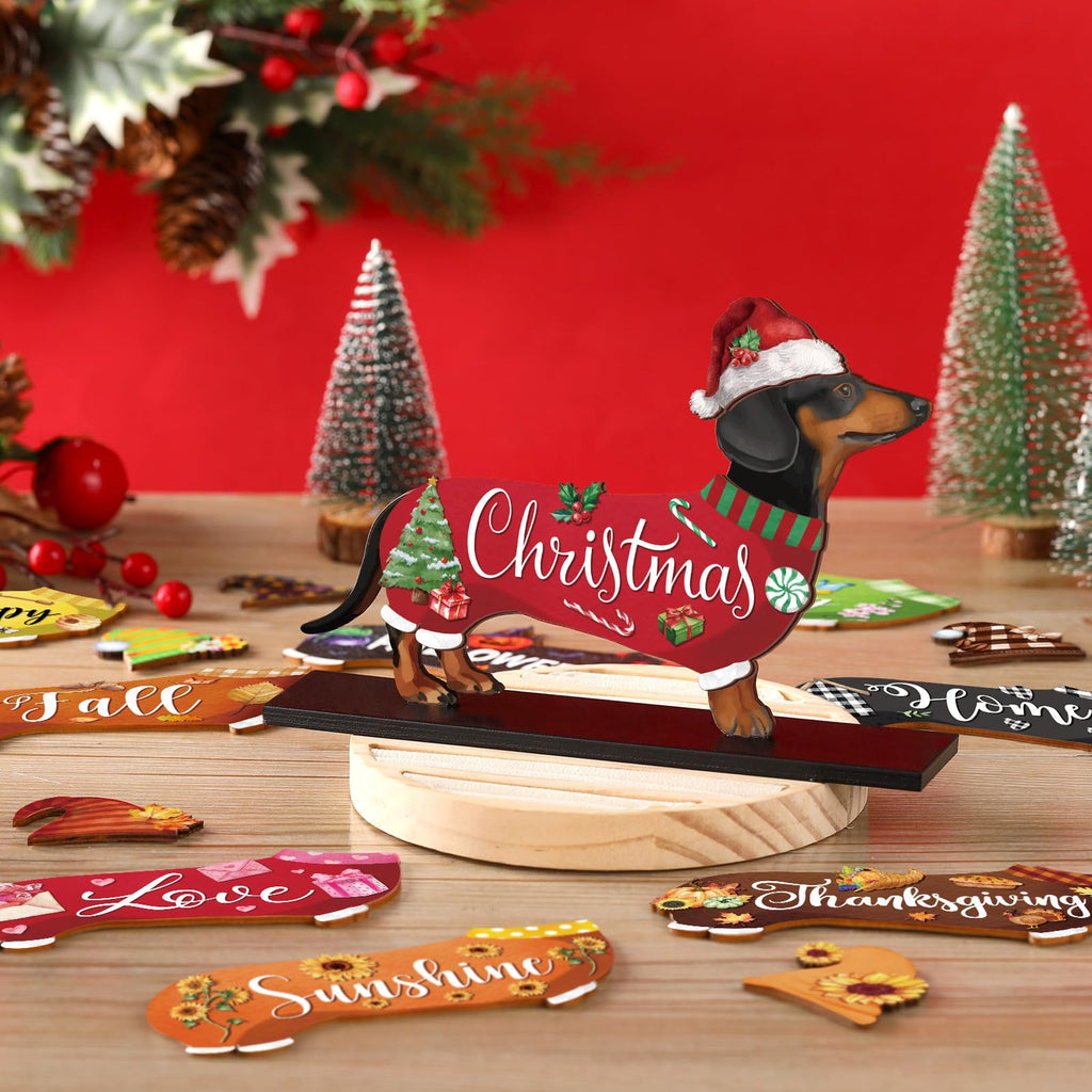 Anglechic 42 Pcs Interchangeable Dachshund Sign Wiener Dog Holiday Decor