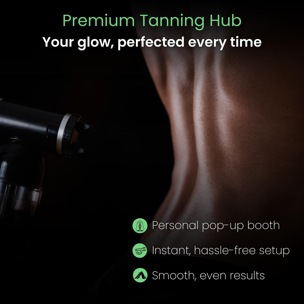 KobbTan Large Deluxe Spray Tan Tent – Pop Up Tent Portable Tanning Booth with Carry Case – Clear Window for Perfect Spray Tanning – Extraction Fan Opening – Easy Clean Spray Tan for Home & Salon