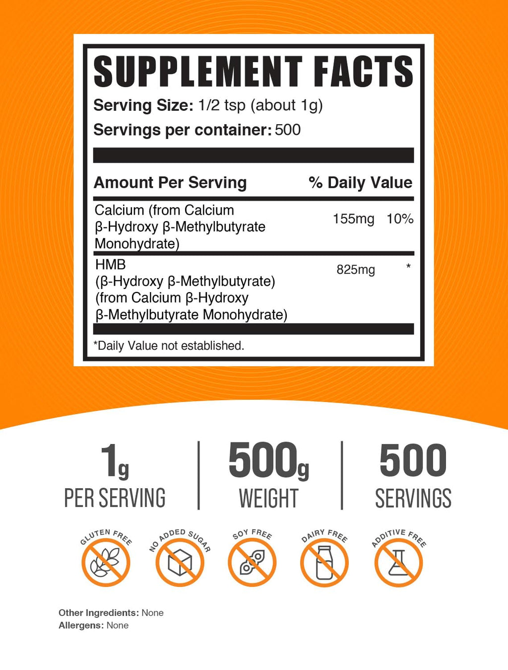 BulkSupplements.com HMB Powder - as Calcium HMB, Beta-Hydroxy Beta-Methylbutyrate - HMB Powder Supplements, Gluten Free - 1g per Serving, 500g (1.1 lbs) (Pack of 1)