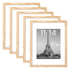 upsimples 11x14 Picture Frame, Gallery Wall Frames Set of 5, Natural Style