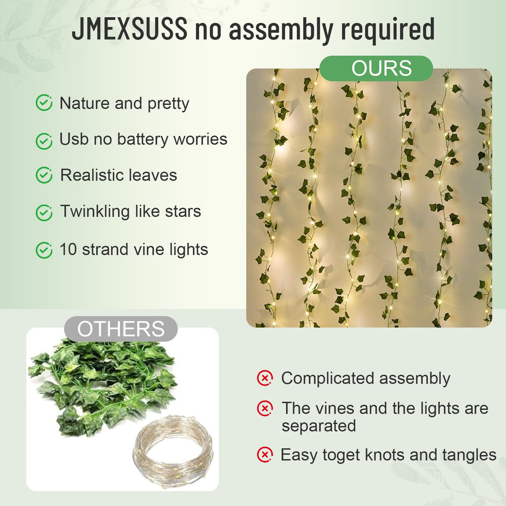 JMEXSUSS Vine Curtain Lights, 200 LED Vines with Fairy Lights for Bedroom