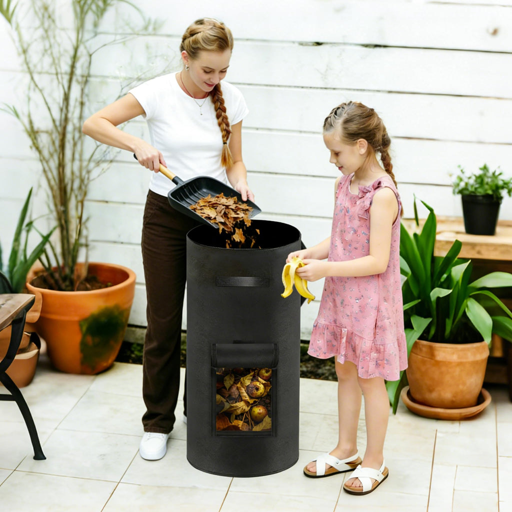 Atvkov Compost Bin Outdoor with Handles Observation Windows, 34 Gallon