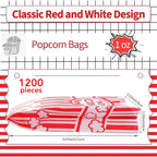 VOISEN Paper Popcorn Bags,1200 Packs 1oz Popcorn Bag Individual Servings, Pop Corn Bag Bulk for Poporn Machine,Movie Nights Pop Corn Bags