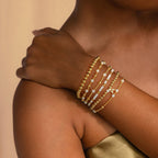 Turandoss 18K Gold Plated Beaded Initial Bracelet for Women Jewelry Gifts