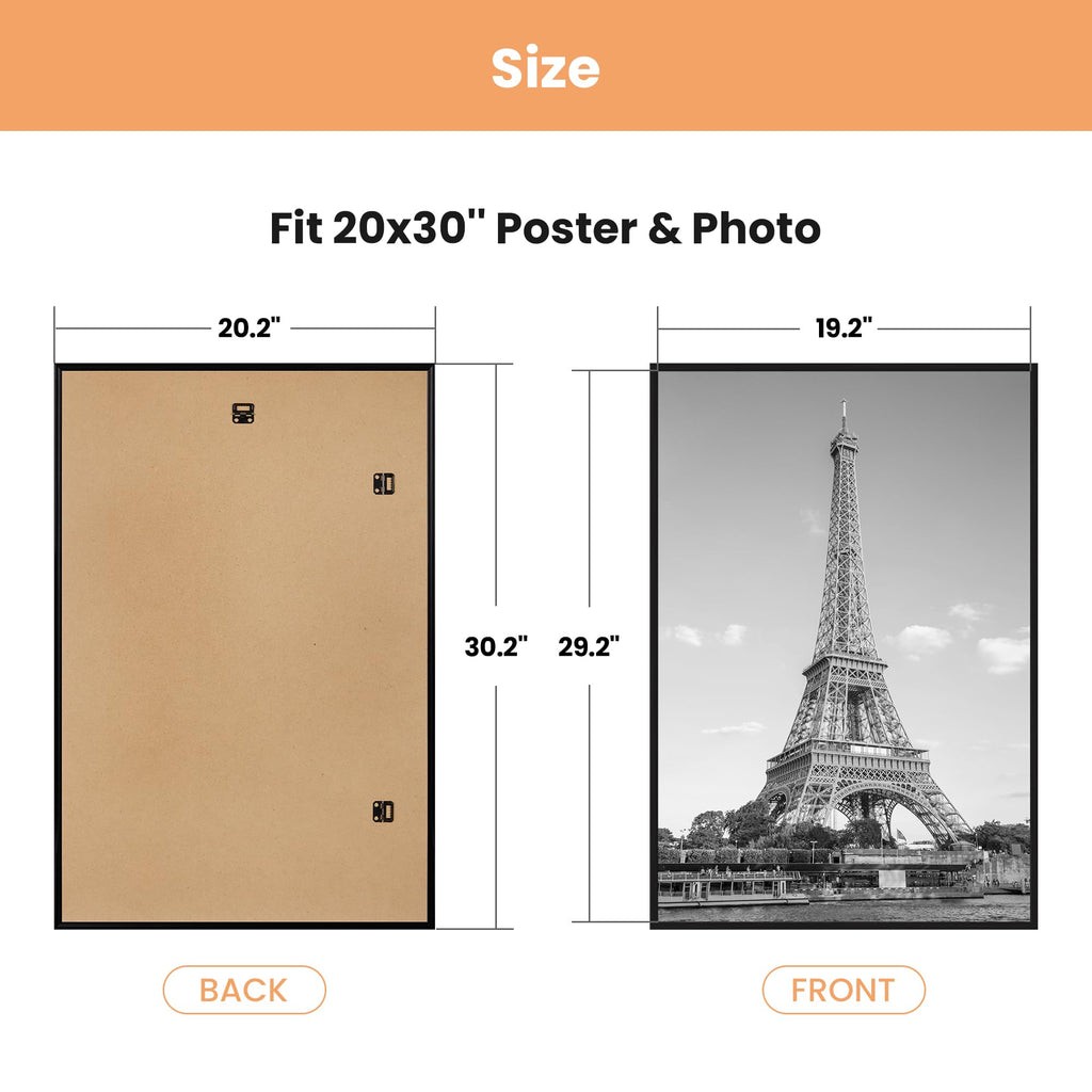 upsimples 20x30 Poster Frame, Easy Slide-In Assembly, Black, 3 Pack