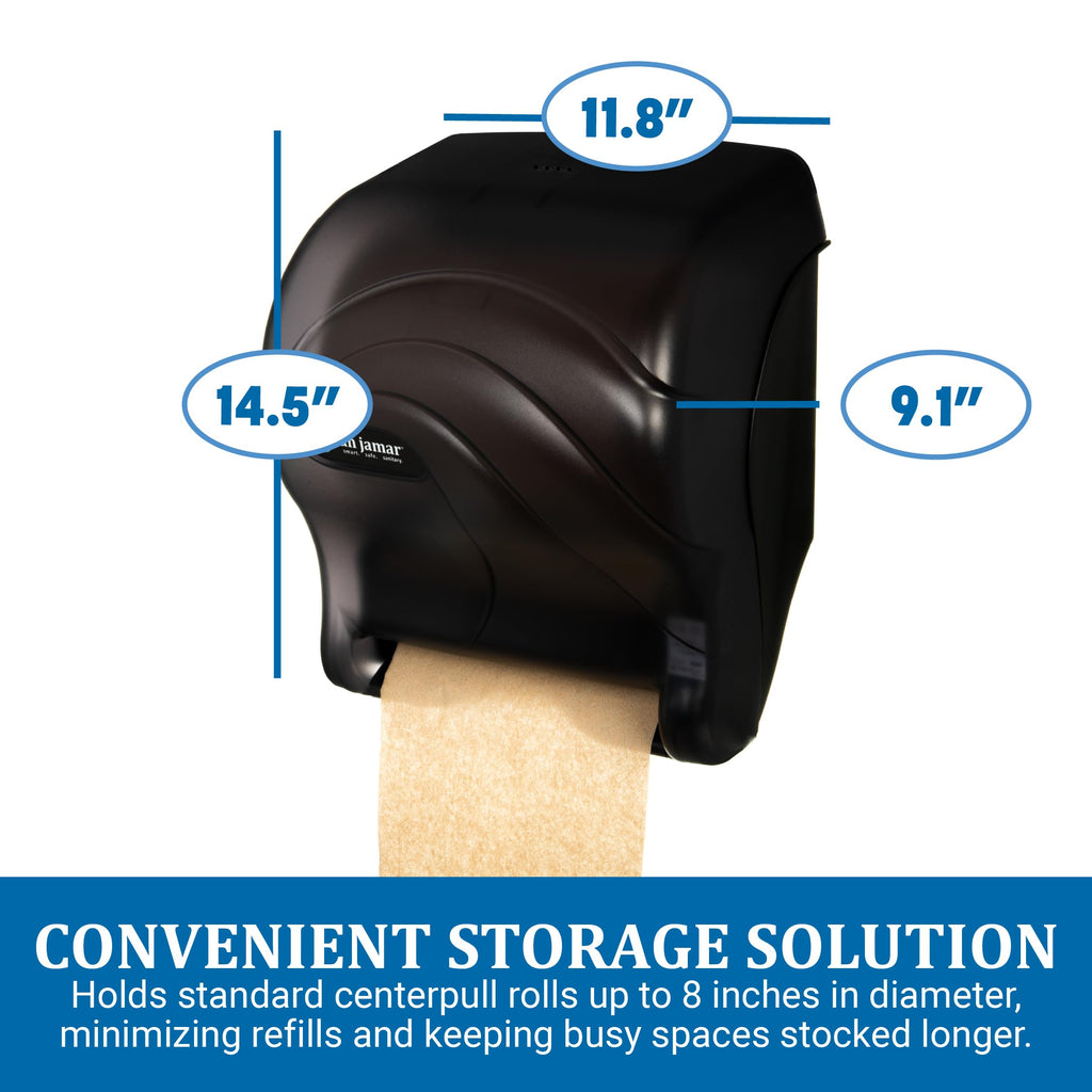 San Jamar Ocean Essence Tear-N-Dry Paper Towel Dispenser, Storage Solution for Bathroom and Kitchen, 14.44" x 11.75" x 9.13", 1 Count, Black Pearl