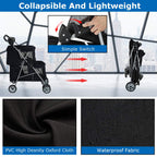 Dog Stroller Cat Pet Carriers for Small Medium Dogs Cats Travel Camping 4 Wheels Lightweight Folding Crate Stroller with Soft Pad (Black)