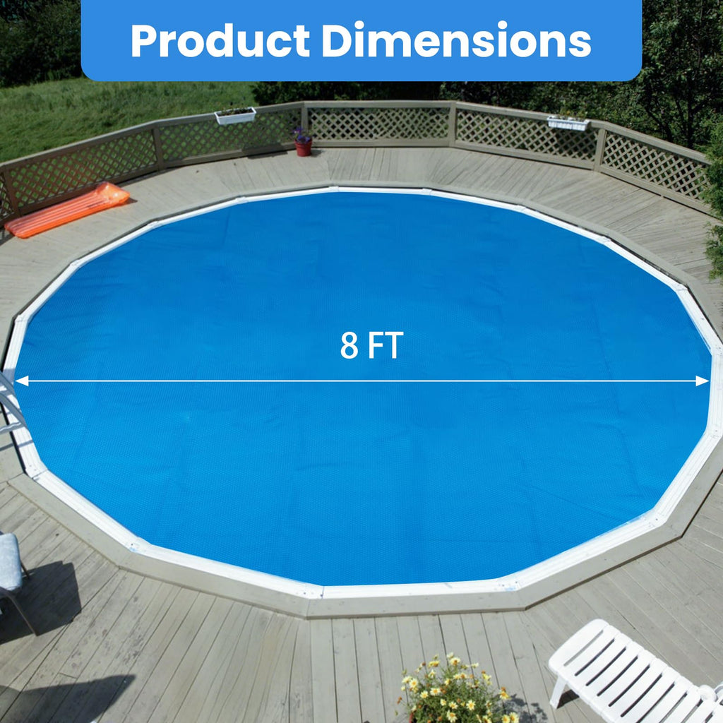 Goplus 8 FT Round Solar Pool Cover, 12 Mil Above-Ground & In-ground Swimming Pool Heat Retaining Blanket, Heavy-Duty Thermal Insulating Bubble Wrap Cover for Hot Tub SPA (Blue, Round 8 FT)