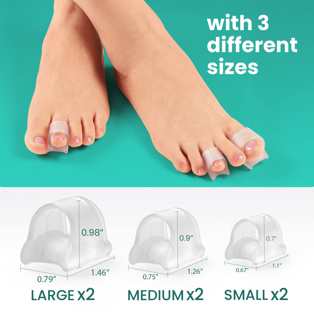 Welnove Hammertoe Corrector - Toe Straightener to Curled Toes, Broken toe, Bunion Corrector for Women and Men, Large*3 Pairs