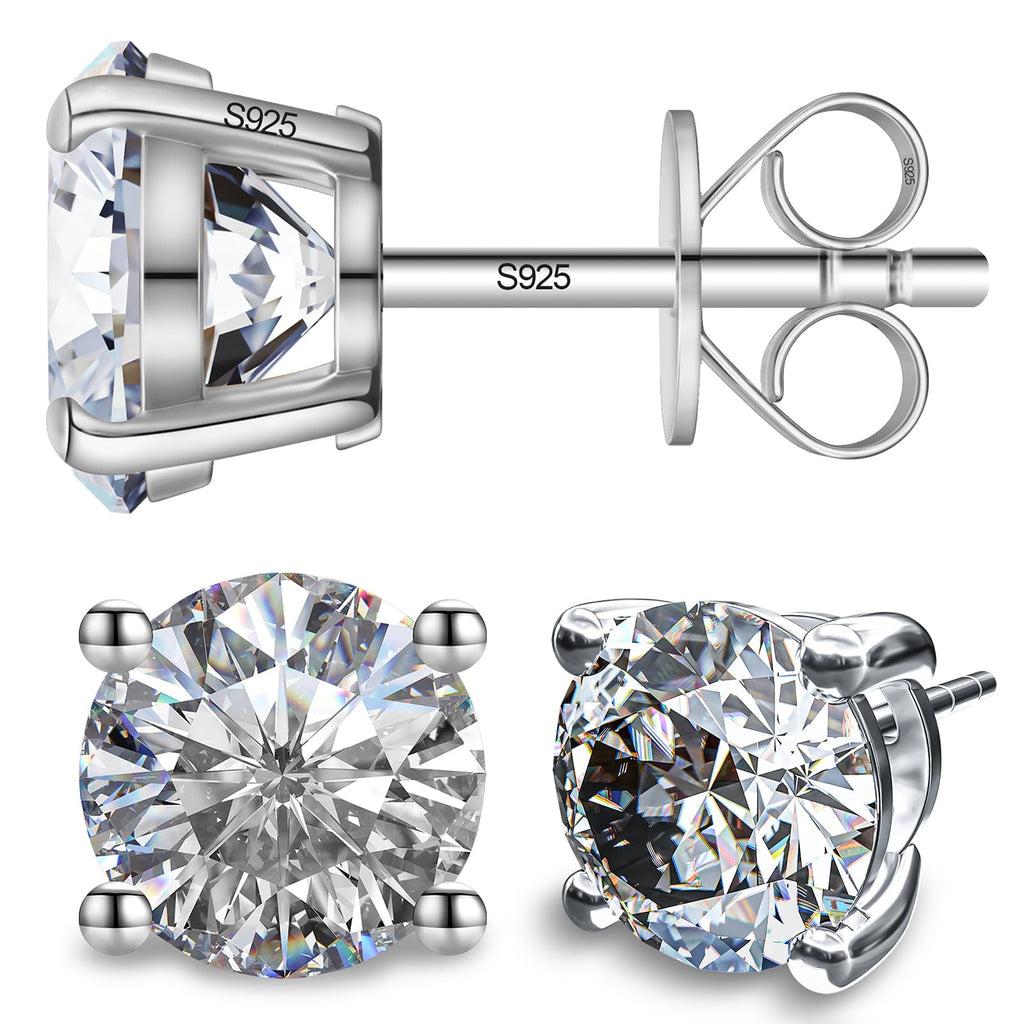 Moissanite Stud Earrings for Women and Men，925 Sterling Silver Earrings