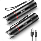 Blukar Rechargeable Flashlight 2 Pack, High Lumens Flashlight, Super Bright Small LED Flash Light- Zoomable, Adjustable Brightness, Long Lasting for Camping, Outdoors and Home Emergency