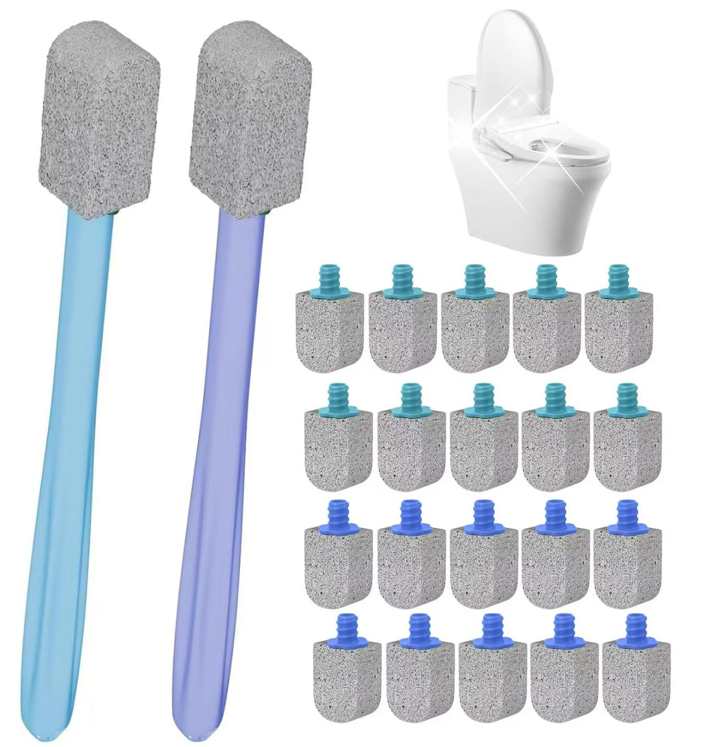 Pumice Stone Toilet Bowl Cleaner,Bathroom Cleaner Brush Toilet Wand Refills with 30CM Long Handle for Remove Hard Water Stains with 1 Wand+ Pumice Stones (20 Pack)