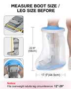 DNEOUXI Waterproof Extra Wide Leg Cast Cover for Shower, Extra Large Watertight Foot Protector Cover with Non-Slip Bottom for Plus Size Adults Surgery Casts Boots, Fits Leg Size 12"-29"
