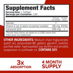 Qunol Ultra CoQ10 100mg, 3x Better Absorption, Patented Water and Fat Soluble Natural Supplement Form of Coenzyme Q10, Antioxidant for Heart Health, 120 Count Softgels