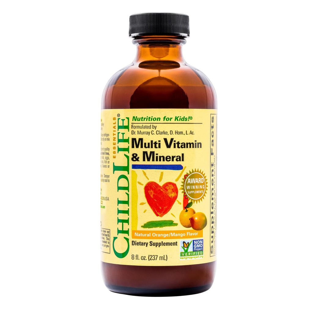 CHILDLIFE ESSENTIALS Kids Multivitamin & Mineral - Vitamins for Kids, Liquid Multivitamin Supplement for Toddler & Baby Wellness - Natural Orange & Mango Flavor, 8 Fl Oz (Pack of 1)