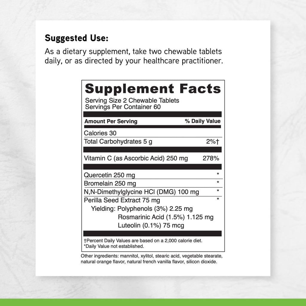 DAVINCI Labs Aller-DMG Chewable - Immune Health Support, Histamine Aid & Respiratory Support* - Orange Cream Flavor - 120 Chewable Vegetarian Tablets (60 Servings)