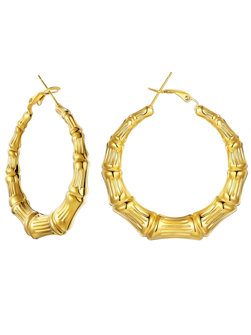 Party Jewelry 18K Gold Plated Lightweight Tube Bamboo Hoop Earrings for Women