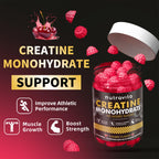 Nutravita NSF Certified Creatine Gummy - Creatine Monohydrate Gummies for Men & Women-5g of Creatine Monohydrate per Serving - Sugar Free,Vegan, Cherry Flavor, 120 Count