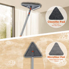 UIMO Wall Cleaner Mop with 94" Long Handle, 2-in-1 Triangle & Rectangle Head with Squeegee, 10 Washable Pads, Baseboard Cleaner Tool for Walls Scrubber, Ceilings, Windows, Glass, Fans, Doors, Corners