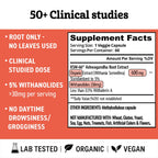 Ashwagandha KSM 66 Organic – KSM-66 ashwagandha 600mg Root Extract Full Spectrum Capsules | Standardized 5% Withanolides | Natural Stress Relief, Cortisol & Sleep Aid Supplement | Muscle Growth & Mood