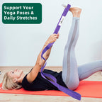 Abiarst Stretching Strap Yoga Straps for Physical Therapy, 10 Loops Non-Elastic Stretch Band for Pilates, Flexibility, Exercise and Gymnastics (Purple)