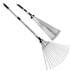 J16A Adjustable Metal Leaf Rake with Expandable Head 8-23", Collapsible & Telescopic Grass Rake for Lawns, Garden & Yard, Ideal for Leaves, Shrubs & Small Areas