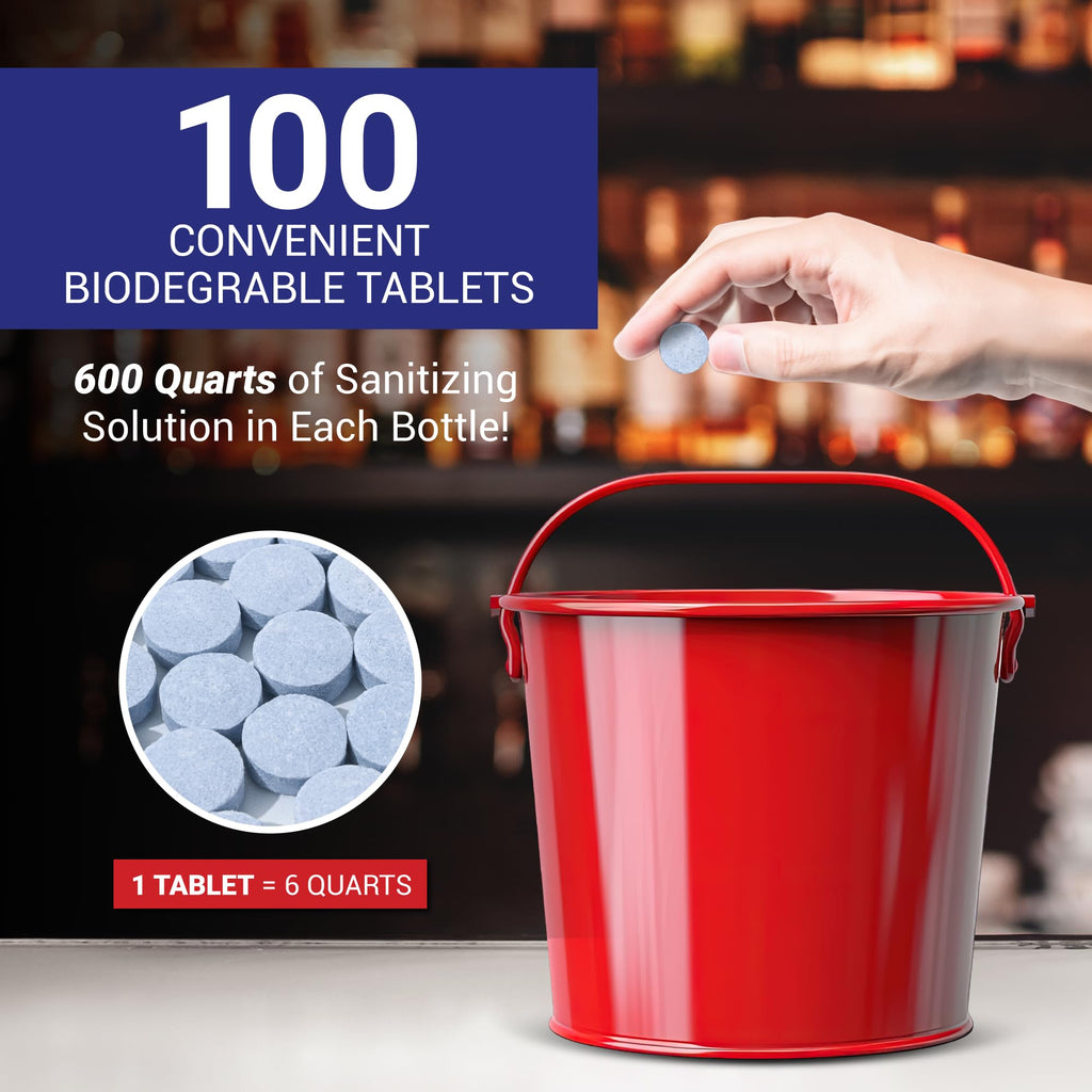 Nu-Foam Sanitizing Tablets for Bar Glassware – EPA Approved Rinse Aid Sanitizer, 100 Tablets (600 Quarts) – Streak-Free, No Taste/Odor – Professional Bar, Tavern, Brewery Glass Cleaner
