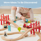 Tiny Land 39 Pcs Wooden Train Set for Toddler Ages3+ with Wooden Tracks