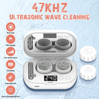 MUGLE Portable Ultrasonic Contact Lens Cleaner with USB Charger - Fit Disposable Soft, Colored & RGP Lenses - Travel & Home (White)