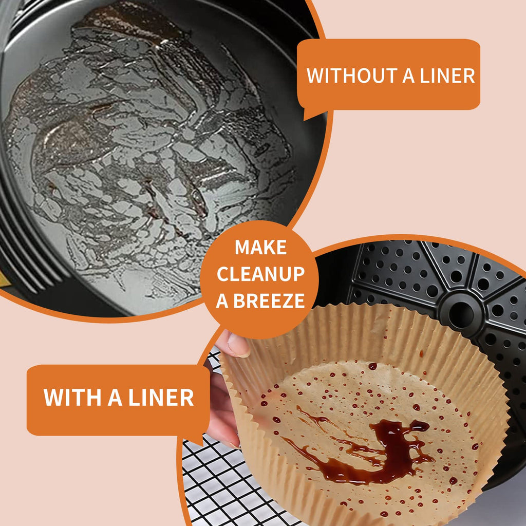 Air Fryer Disposable Paper Liner, 100PCS 7.9 Inch Air Fryer Liners Round, Parchment Paper Non-stick Oil-proof Water-proof