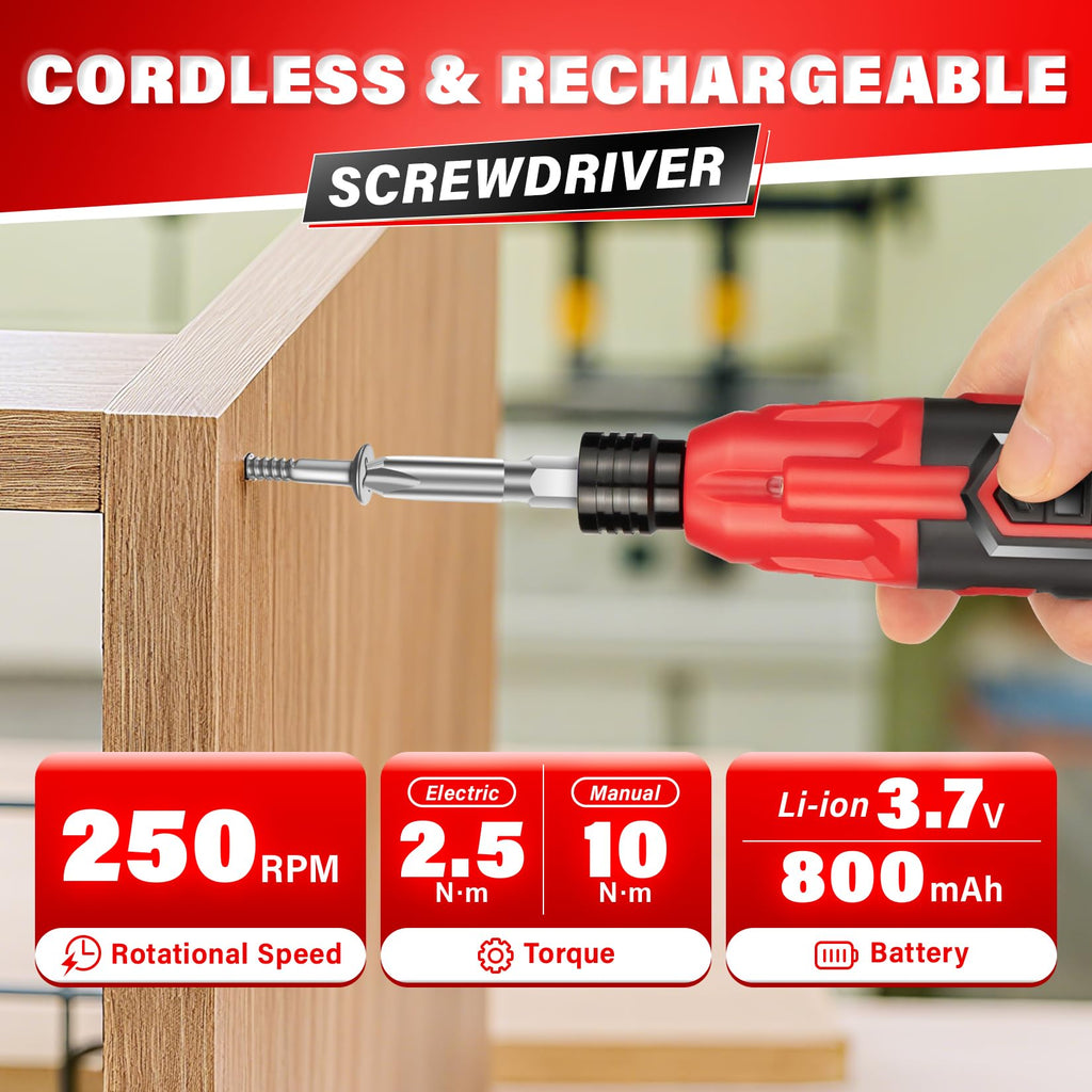 DIYSELF Power Screwdriver, 3.7V Screwdriver with LED, Includes 25 Bits, USB Charging Cable, Mini Precision Electric Screwdriver Cordless Rechargeable Set for Electronics, Gift for Men Dad Husband