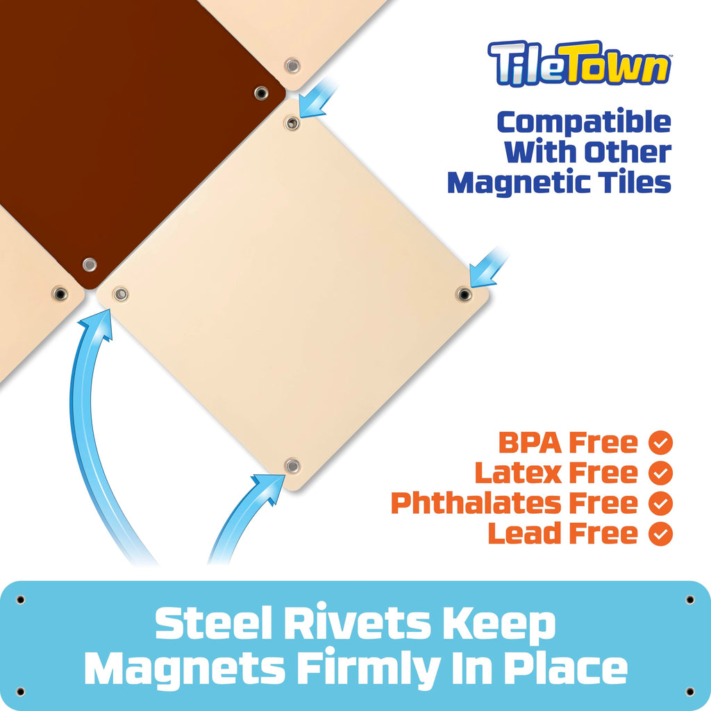 Tile Town Bluey Heeler Camper Magnetic Tile Set with Bluey and Bandit Figures, Magnetic Building Set, Interactive Construction Toy, Safe and Creative Magnet Tiles, Buildable Tile Sets for Kids 3+