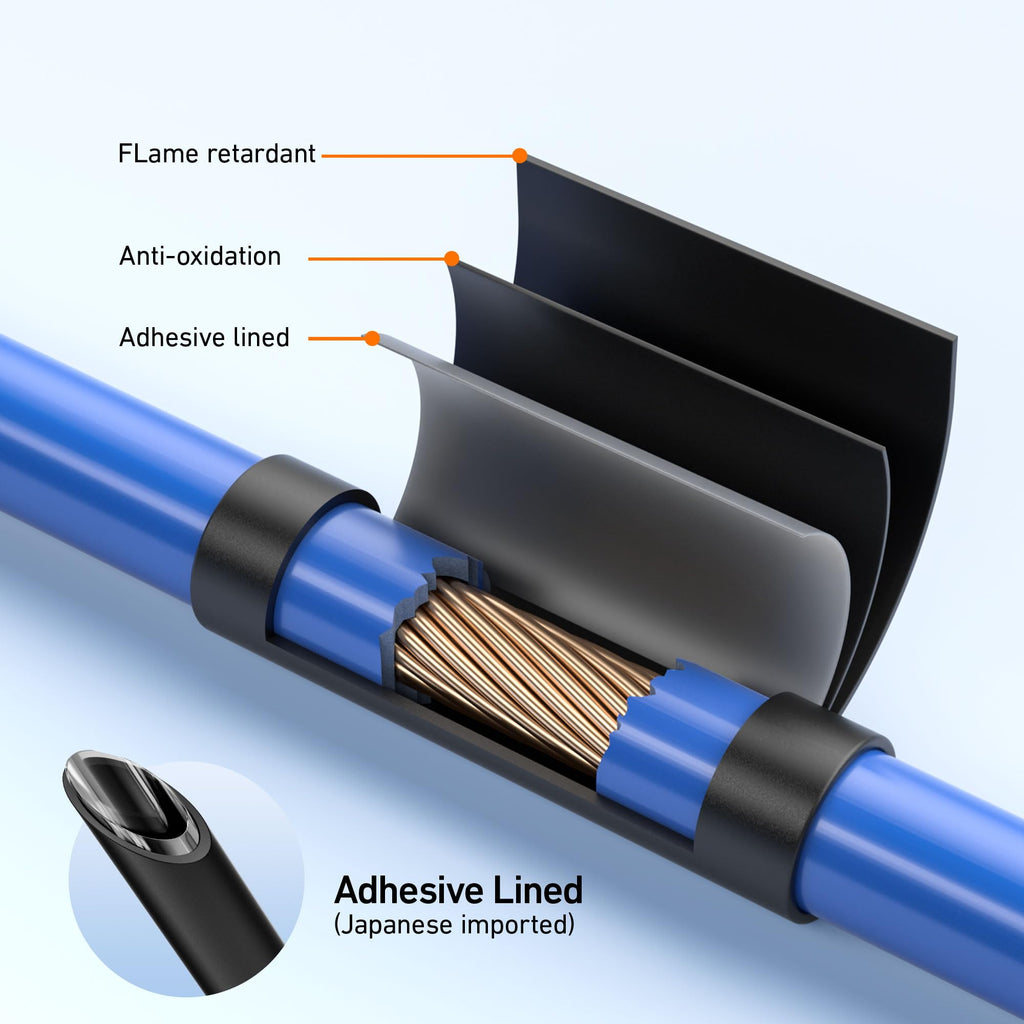 TKDMR 446 Pcs Heat Shrink Tubing Kit - 4:1 Ratio Adhesive Lined, Marine Grade Shrink Wrap - Industrial Heat Shrink Tubing,Black