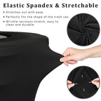 BSTKEY 55 Gallon Stretch Spandex Trash Can Cover, 4 Pack Outdoor Fitted Waste Container Cover Round Garbage Can Covers for Wedding Party Commercial Fundraiser Decor, Without Trash Can (Black)