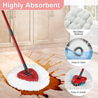 Mop Heads Replacement for Ocedar, Mop Replace Head for Ocedar EasyWring 1 Tank, Microfiber Spin Mop Refills, Include 2 Mop Replacement Head Deep Cleaning, 1 Mop Base and 2 Upgraded Scrubber Mop Head