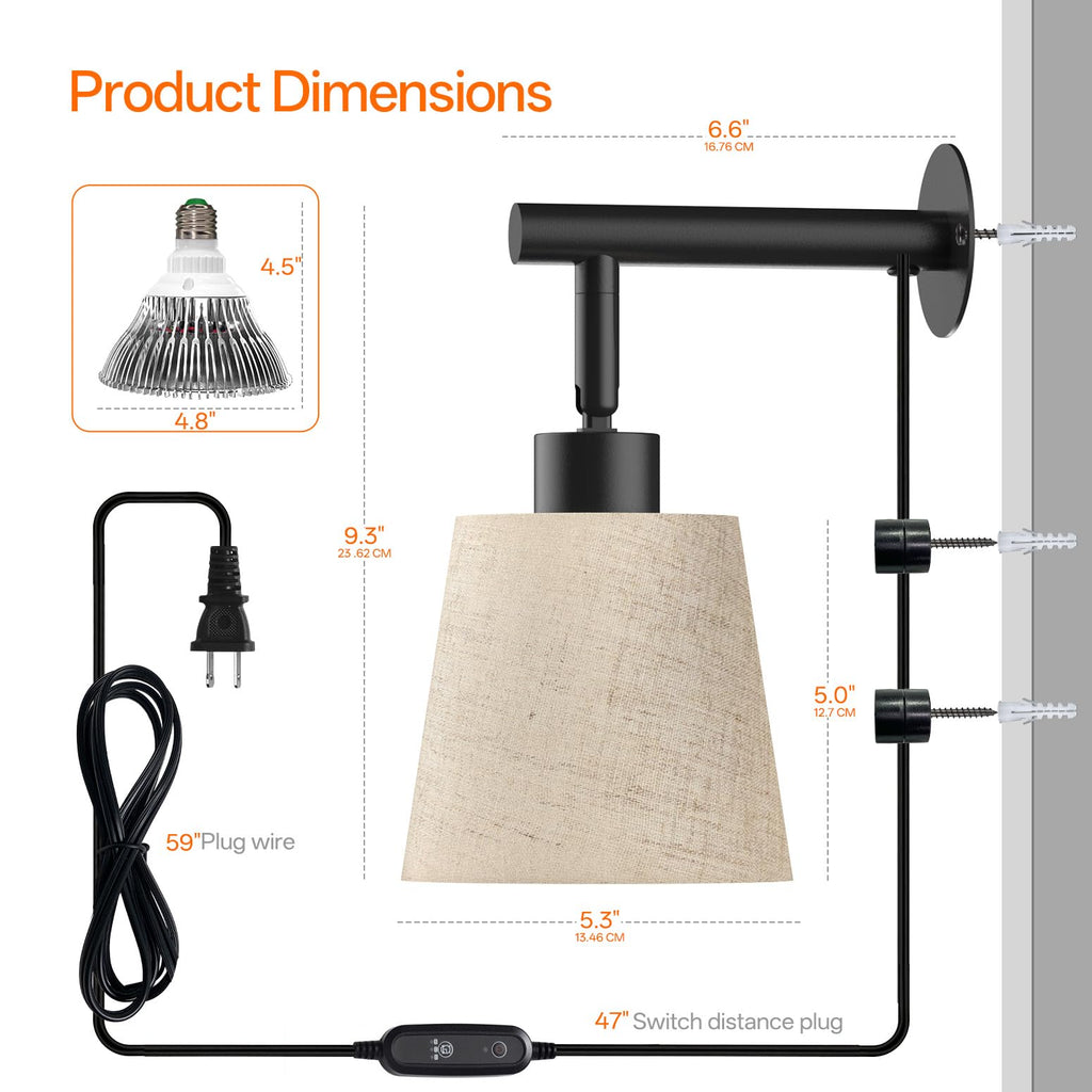 Bstrip Hanging Grow Light for Indoor Plants 25W Full Spectrum 4H/9H/14H