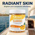 DXWXH Gleaux Tanning Gummies, Tanning Gummies for Women, Sunless Radiance Support with Beta Carotene, Astaxanthin & Lycopene, for Skin Health & Complexion Support, Mango Pineapple Flavor, 60 Gummies