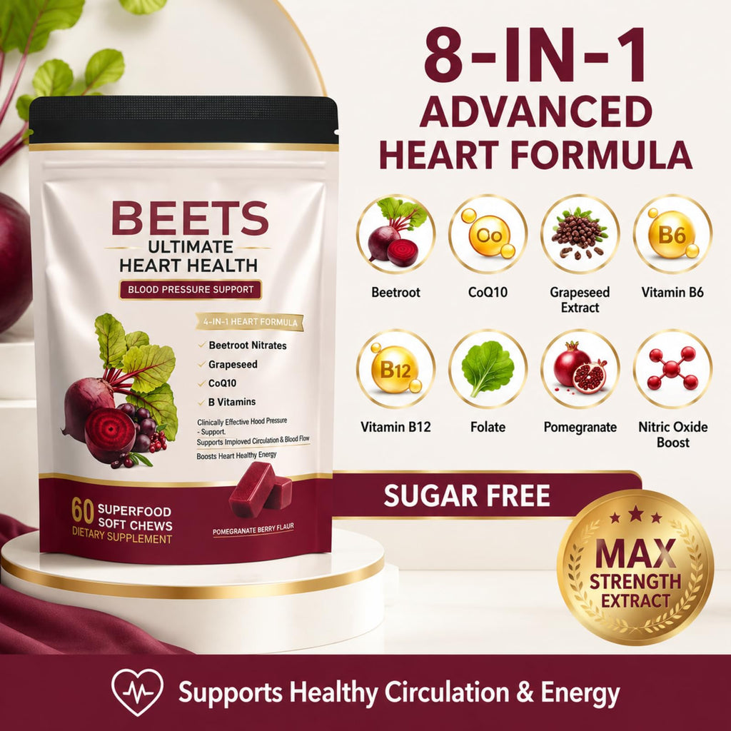 EOQIFJM Beet Chews 4-in-1, 60 Count