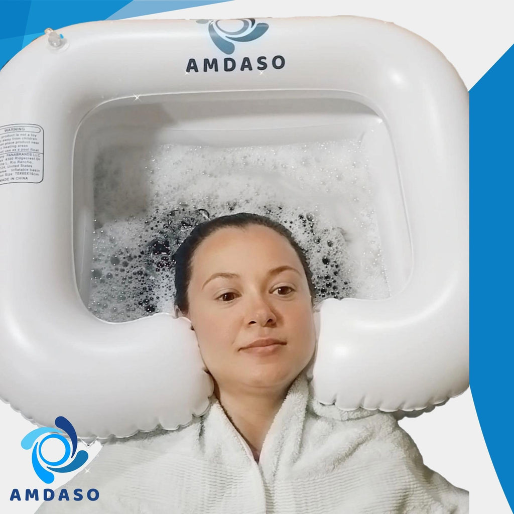 AMDASO Portable Hair Washing Station, Locs Detox Tub, Portable Shampoo Bowl, Inflatable Wash basin, Hair washing basin for bedridden, Dreadlock accessories, Inflatable Shampoo Basin