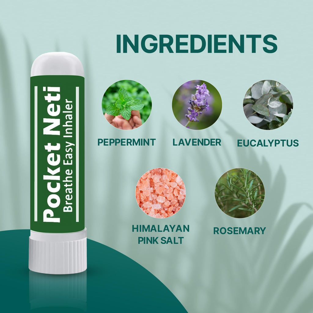 Basic Vigor Pocket Neti Breathe Easy Himalayan Salt Aromatherapy Sinus Inhaler 2 Pack with Essential Oils. Natural Nasal Stick/Nasal Inhaler with Eucalyptus. Made in The USA.