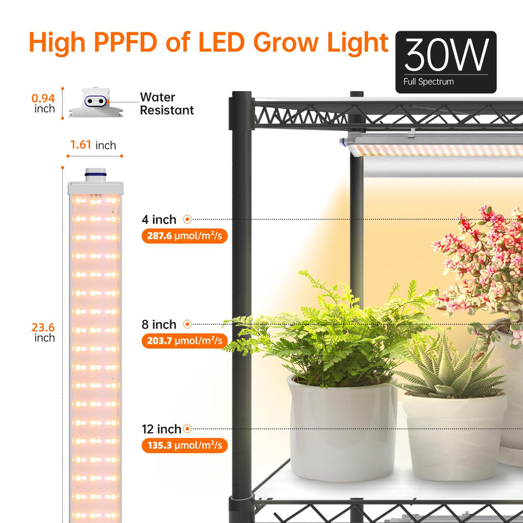 Bstrip 6-Tier Indoor Greenhouse with Grow Light, 29.5x13.8x71in