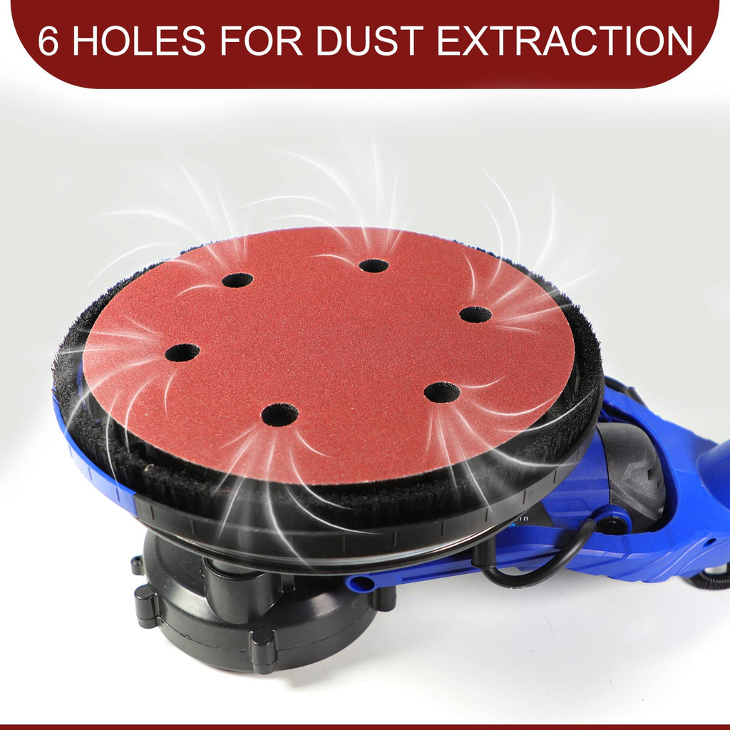 9 Inch Sanding Disc 150 Grit Hook and Loop Sandpaper for 6 Holes Drywall Sander Remove Popcorn Ceiling Sheetrock (30 PCS)