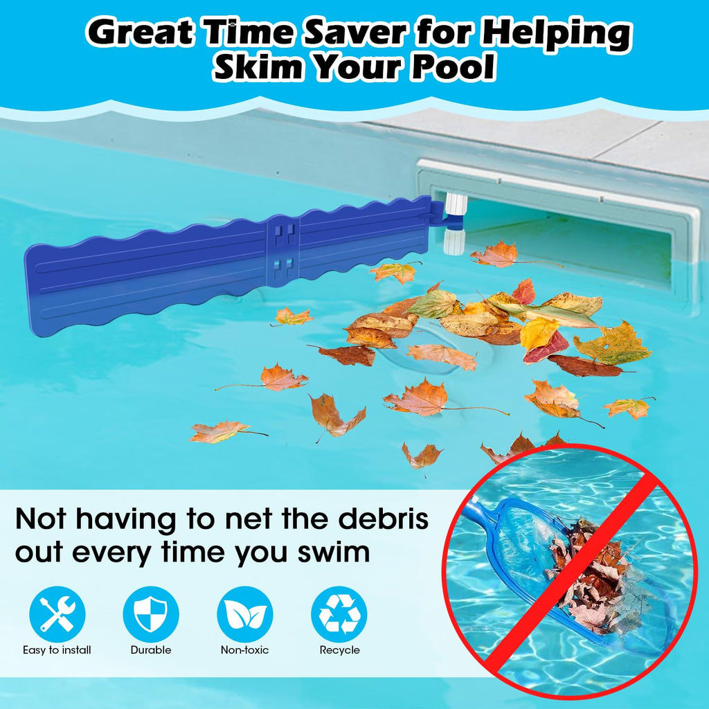 Hydream Pool Debris Catcher Skimmer, Pool Leaf and Debris Remover Catcher Plastics, Surface Debris Floating Leaves Bugs Pool Skimmer Attachments Accessories Replacement Kit for Swimming Pool-Blue