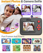 Yehtta Kids Camera Instant Print, Dual-Lens Selfie Camera for Kids, Black