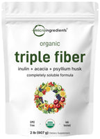 Micro Ingredients Organic Triple Fiber Powder, 2lb | Natural Prebiotic to Support Digestive & Gut Health | Soluble, Easily Digestible | Unflavored, Vegan