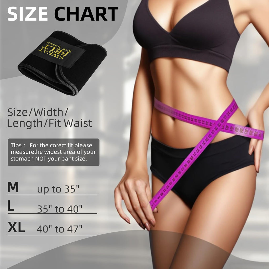 AMZBOSS Waist Trainer for Women Lower Belly Fat, Waist Sweat Band for Women, Belly Band Sweat Belt, Stomach Wrap, Faja Body Shaper (BLACK, X-Large)