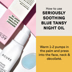 Acure Seriously Soothing Tansy Night Rose Oil - Soothes, Deep Hydrate & Moisturize Dry, Acne Prone, Sensitive Skin - Antioxidant Night Cream Serum Oil Blend with Blue Tansy & Rose - 100% Vegan, 1 oz