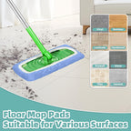 Reusable Mop Pads Compatible with Swiffer Sweeper Mop, Microfiber Dry Sweeping Cloths & Machine Washable Wet Pads Refill for Use on All Sealed Floors - Stone, Hardwood, Laminate & Tile (10 Blue)